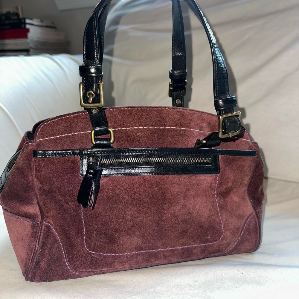 Elegant burgundy Suede Handbag